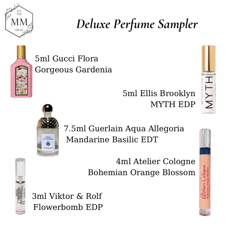 Set nước hoa mini Gucci Flora Gorgeous Gardenia Guerlain Aqua Allegoria Atelier Cologne Bohemian Orange