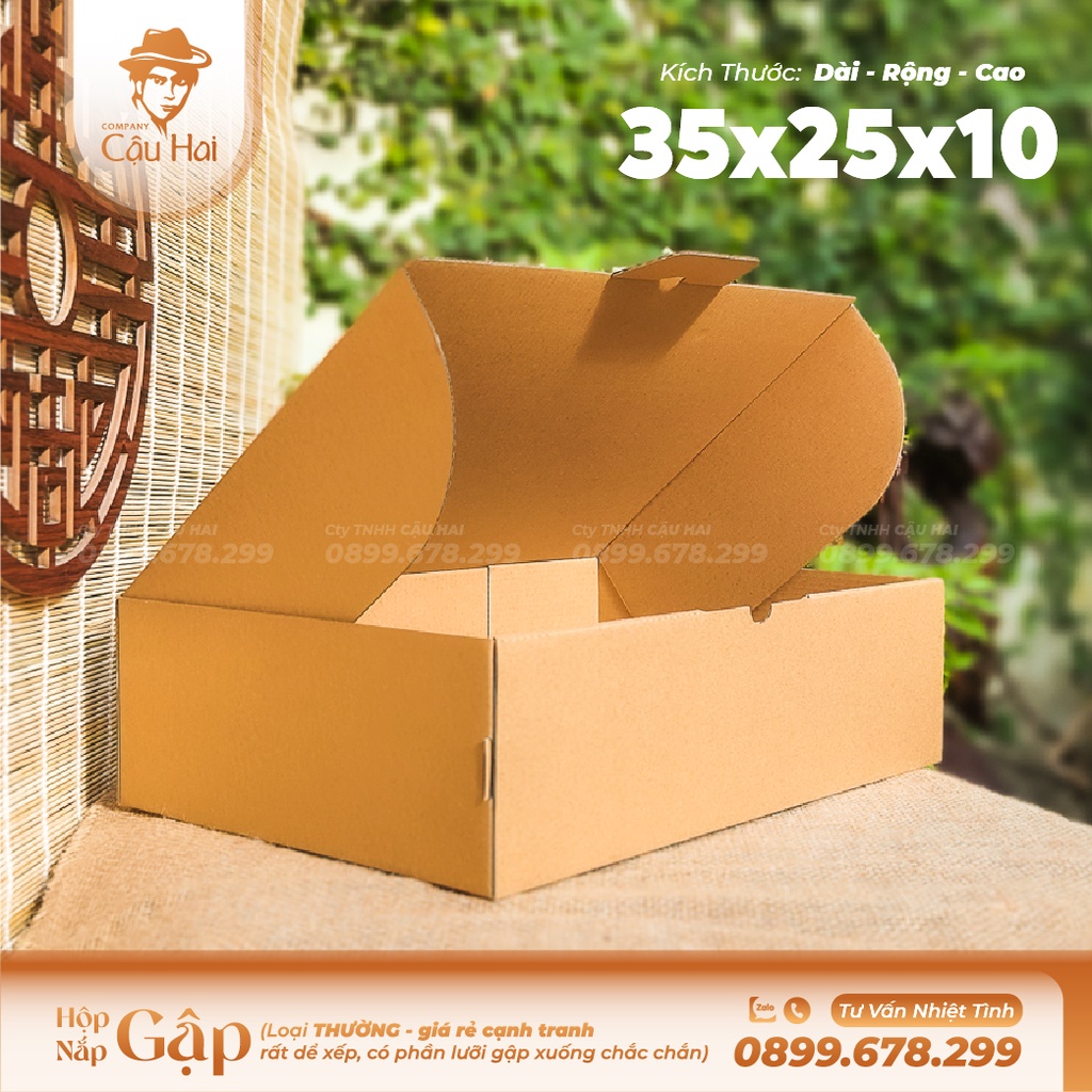 Set 50 hộp carton nắp GẬP 35x25x10