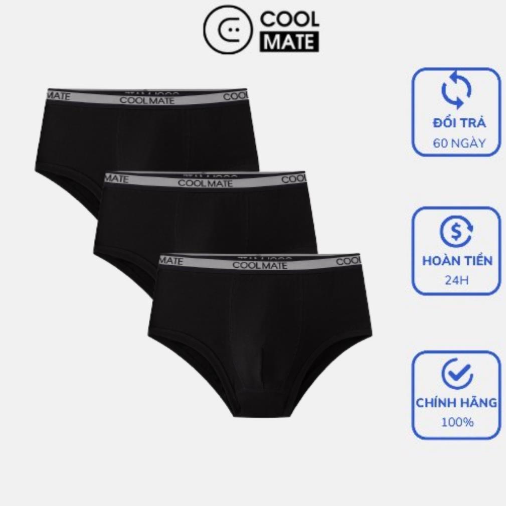Combo 03 quần lót nam New Trunk Cotton Compact co giãn - màu đen thương hiệu Coolmate chất lượng cao