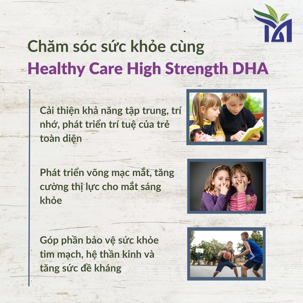 Viên Uống DHA Healthy Care High Strength 60 viên Hỗ Trợ Phát Triển Trí Não Cho Bé