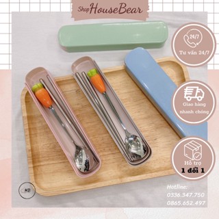Bộ muỗng đũa cà rốt bằng sứ có kèm hộp nhựa
