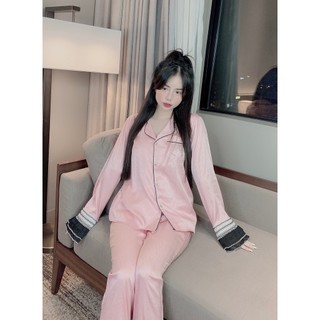 Đồ bộ mặc nhà tiểu thư chất liệu lụa gấm xước