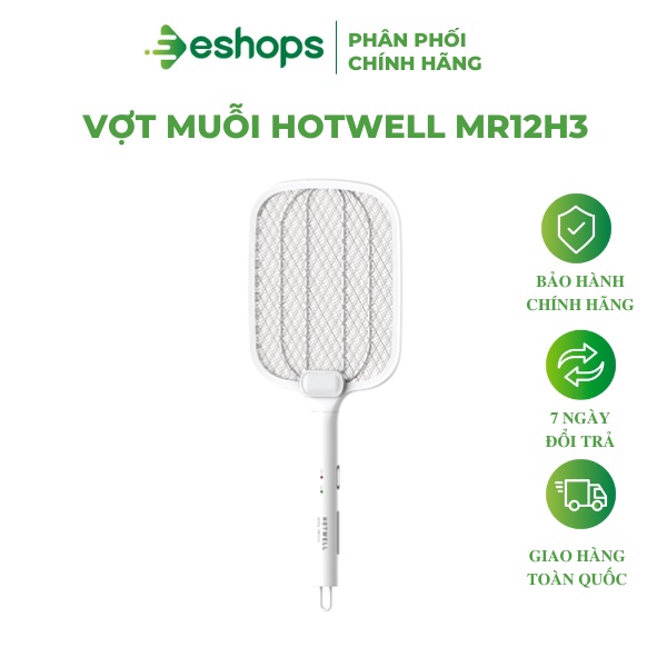 Vợt muỗi thông minh Hotwell MR12H3 kiêm đèn bắt muỗi 2 in 1  dung lượng 1200mAh, có móc treo tiện lợi, bảo hành 1 năm.