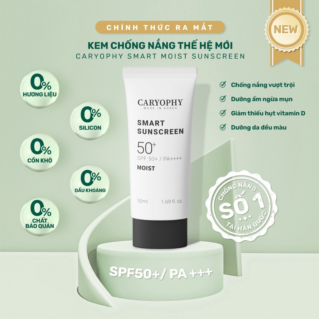 Kem chống nắng da mụn Caryophy Smart Moist Sunscreen SPF50+/PA++++ 50ml