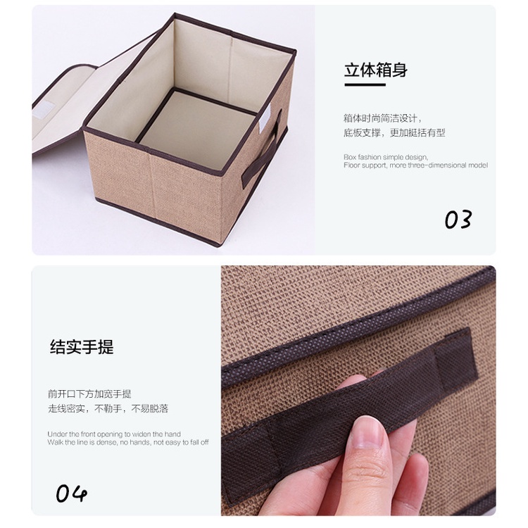 Combo 2 Hộp Vải Đựng Quần Áo, Chăn Màn Có Nắp Đậy Đa Năng Decor Life