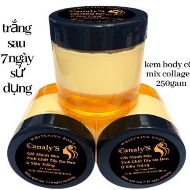 kem body cốt mix collagen 2 tầng canaly’s 250gam trắng Hồng không tì vết sau 7 ngày sử dụng