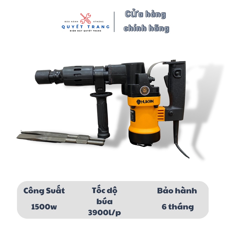 Máy Đục Bê Tông 17 ly HUKAN HK-0810 1500w Tặng Kèm 2 Mũi Đục Bảo Hành 6 Tháng