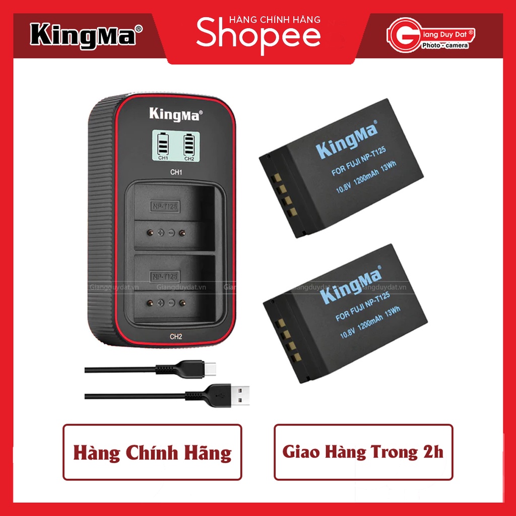 Combo 2 Pin + 1 Sạc KingMa NP-T125 for Fujifilm GFX50S GFX50R GFX100