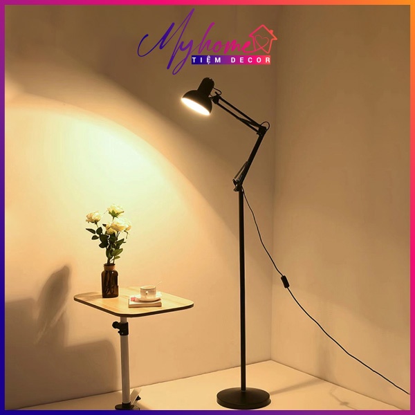 Đèn cây đứng đọc sách trang trí phòng ngủ, phòng khách ánh sáng vàng sang trọng MY HOME DN109