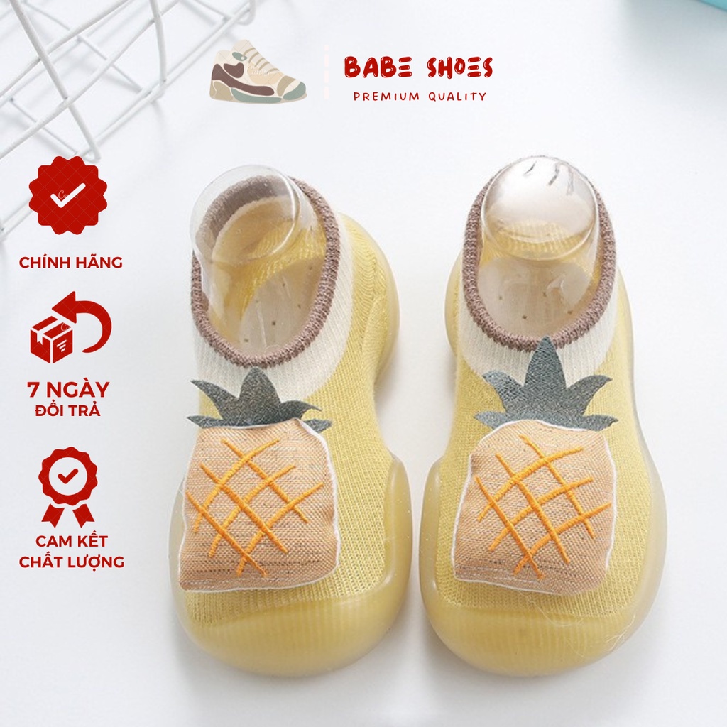 Giày bún tập đi Babe Shoes cho bé gái vải len thoáng khí hàng quảng châu cao cấp, đế mềm chóng trượt phông cách Hàn Quốc