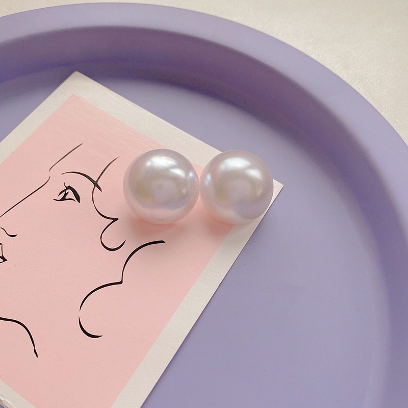 Bông tai Hột bẹt Tròn Trắng to❤️