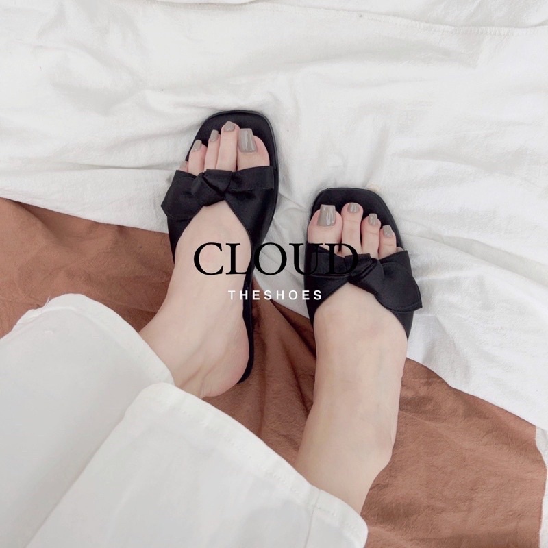 Dép bệt nữ satin nơ thắt