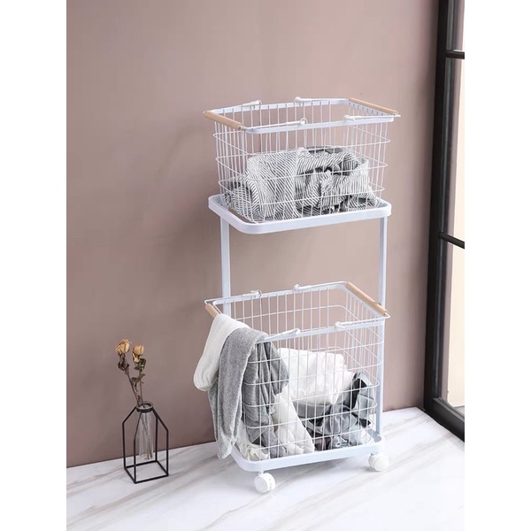 Giỏ Đựng Đồ 2 Tầng Đa Năng Xoay 360 Phong Cách Hàn Quốc - Hàng Nhập