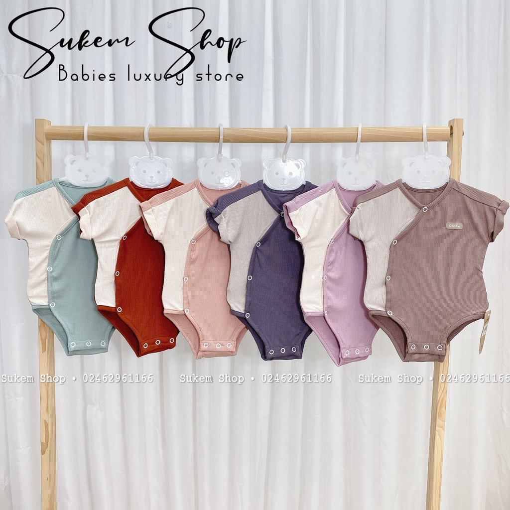 COOKIE Body Cộc Cho Bé Bodysuit Cộc Tay Lật Gấu Cookie 2023 Charta Cotton