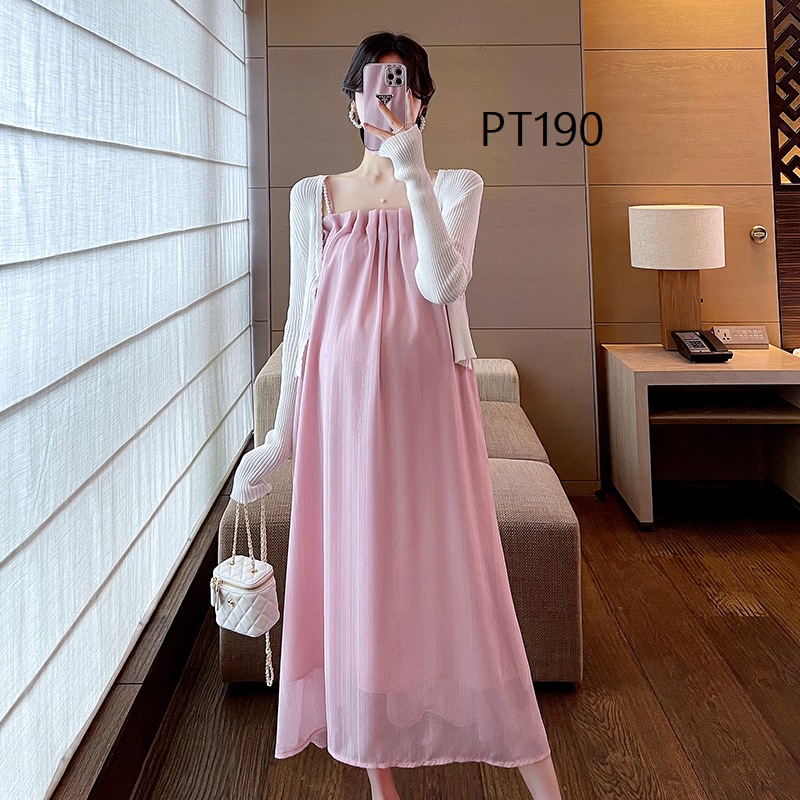 Set macxi bầu mùa hè 2 dây phối áo khoác ngoài mặc du lịch, chụp hình siêu xinh PT190