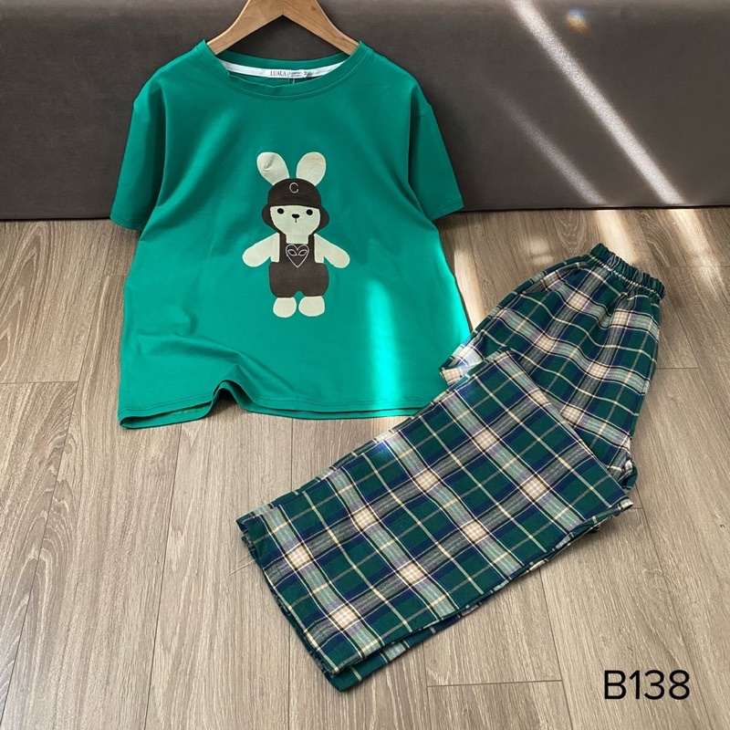 set cotton quần thô kẻ hottrend