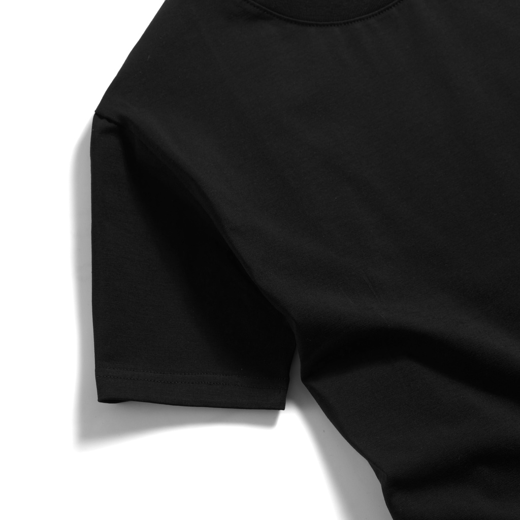 Áo thun nam cổ tròn, T-SHIRT trơn màu đen AREMI, vải Cotton co giãn 4 chiều ATS0003
