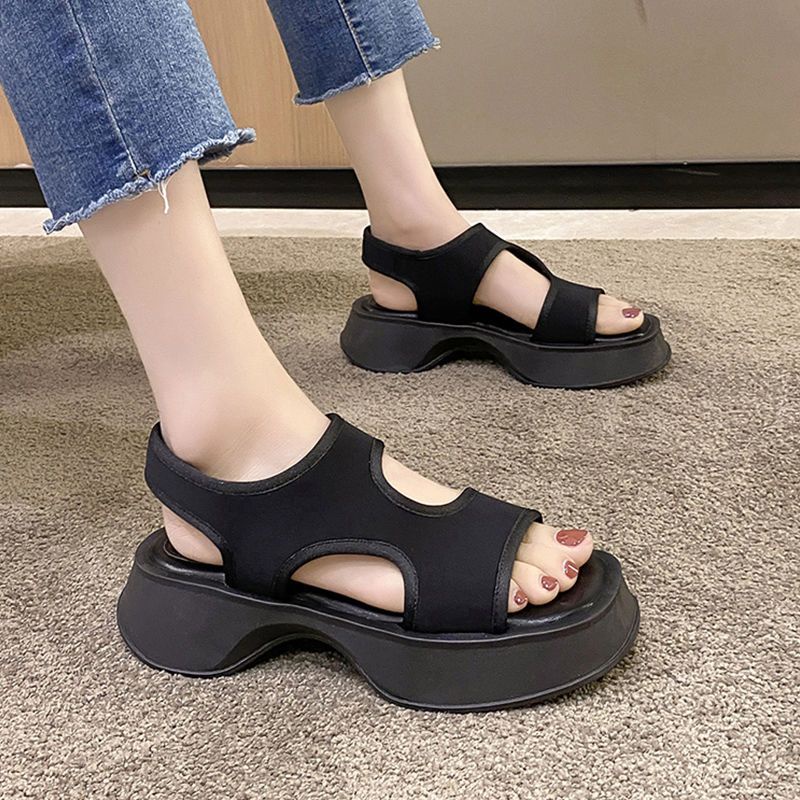 Dép co giãn mùa hè 2023 đế dày giản dị