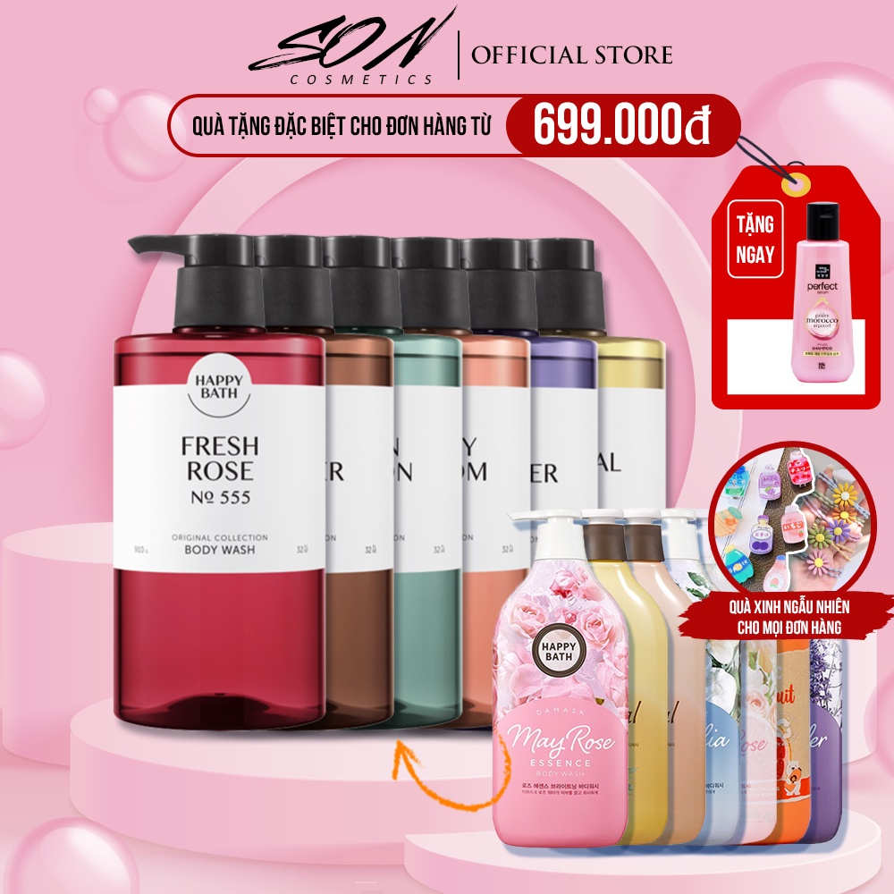 Sữa tắm cao cấp dưỡng trắng, cấp ẩm bản cũ và bản nâng cấp Happy Bath body Wash 900ml