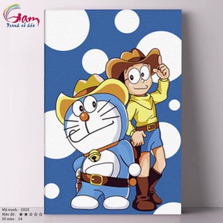 Tranh tự tô màu sơn dầu số hóa DIY size nhỏ cho trẻ em - Mã C025 Doraemon và Nobita