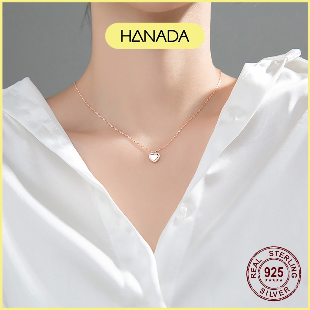 Dây chuyền Hanada Trái tim viền đá 0179 F10