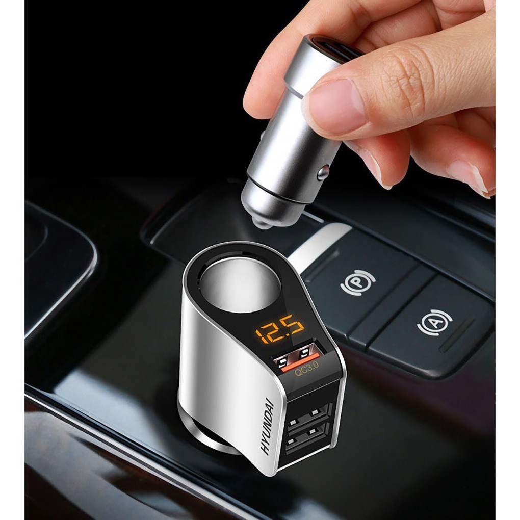 Tẩu Sạc ô tô QC 3.0 - Tẩu chia sạc chính hãng Hyundai HY-10 dùng được cho mọi loại xe P074
