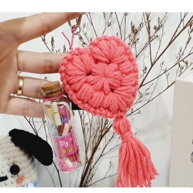 bp.store| Móc khoá trái tim len handmade love&dream kèm lọ điều ước
