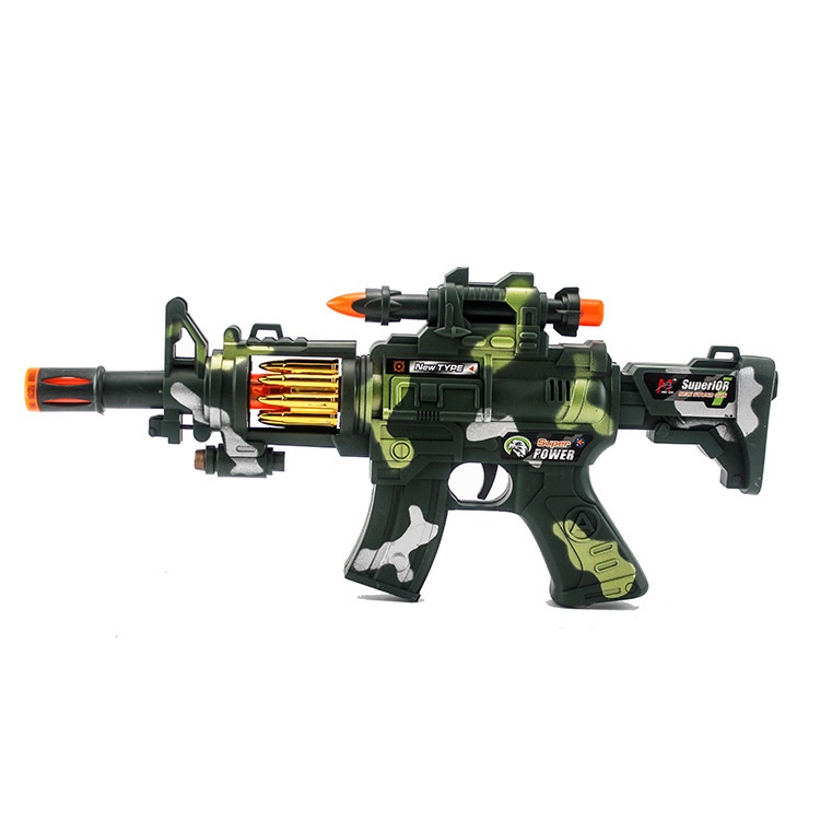 Đồ chơi súng trẻ em chạy pin có đèn nhạc chất liệu an toàn cho bé
