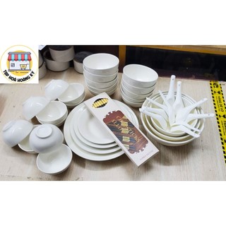 Bộ tô, chén, đĩa gốm sứ trắng 4d