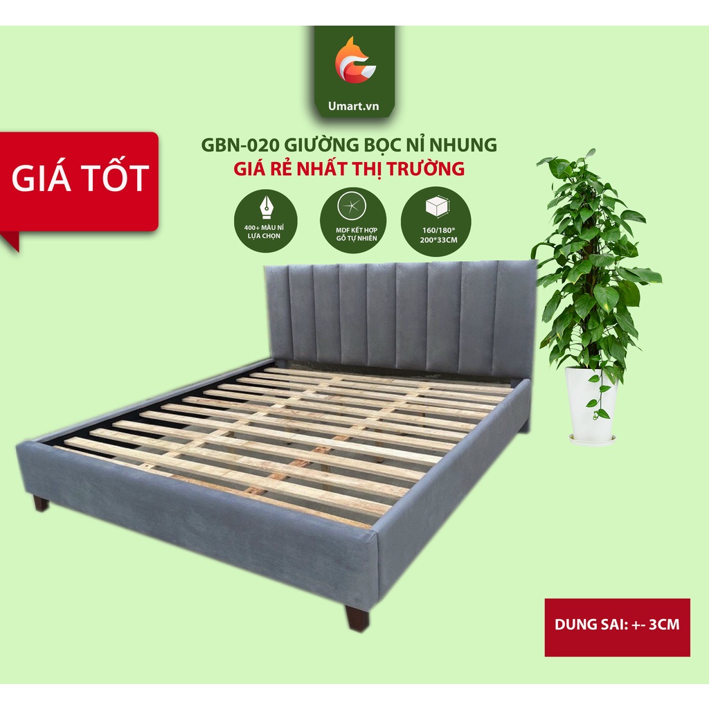 9 Mấu giường bọc nỉ nhung, gỗ MDF kết hợp gỗ cao su,400 màu vải bố, nỉ nhung, da công nghiệp tùy chọn đáng mua nhất