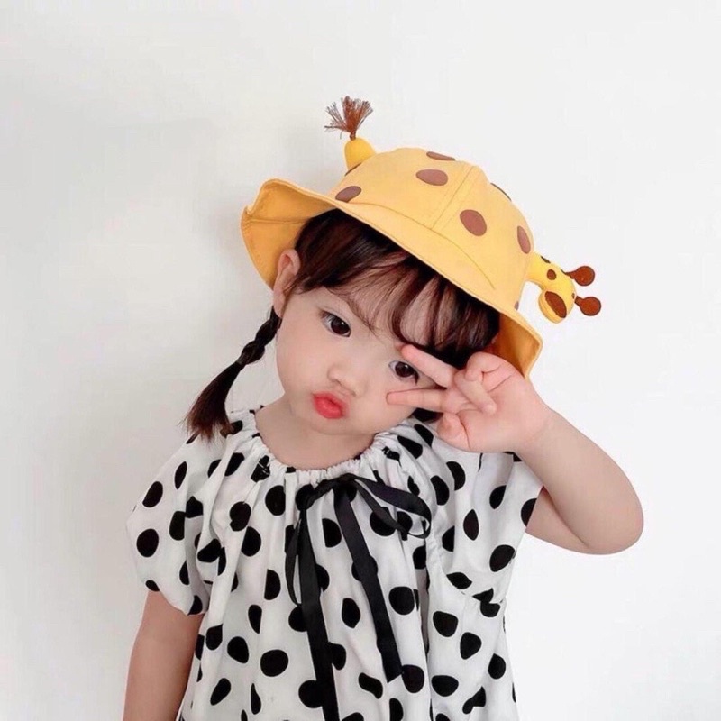 Mũ vành tròn hươu cao cổ 3D cho bé mầm non đi học mẫu giáo đi chơi NGỌC BÍCH BABY SHOP