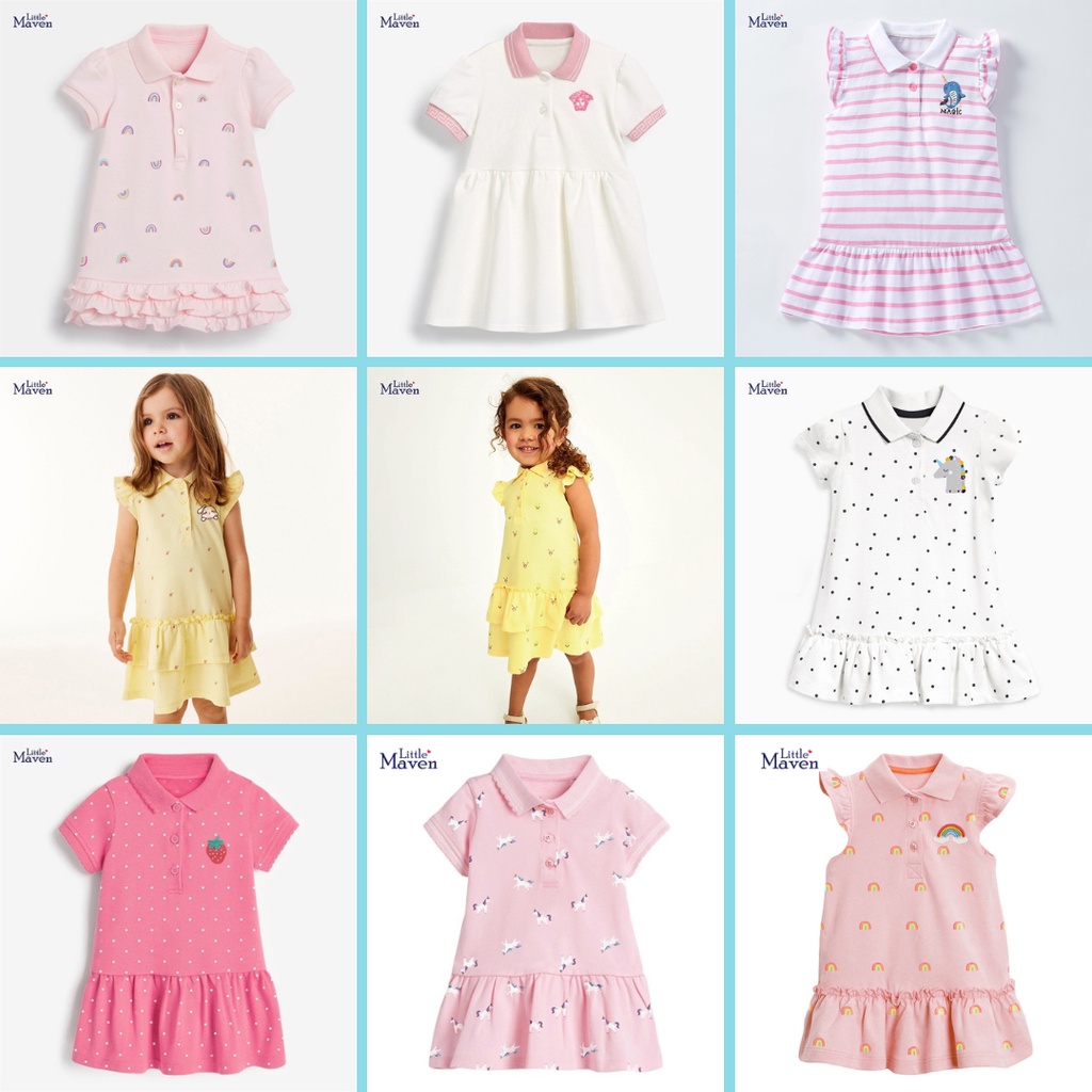 BST váy polo hè cotton Little Maven cho bé gái 2-8 tuổi
