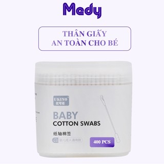 Tăm Bông Lấy Ráy Tai Bông Ngoáy Tai Cho Bé 400c Mềm Tiệt Trùng, Hộp Bông Tăm 2 Đầu Vệ Sinh Tai Mũi Họng Cho Bé Sơ Sinh