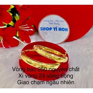 Vòng tay cưới 1 chỉ bạc 950 xi mạ vàng 24 khoá vặn cao cấp mẫu mới về vòng có kí hiệu in 999