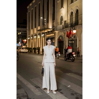 Set Gile linen + quần suông màu bạc- Sb27