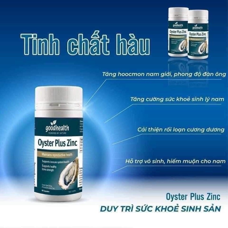 Tinh chất hàu Úc Oyster plus zinc lọ 60 viên [Chính hãng]