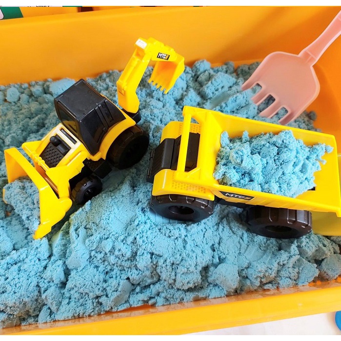 Hộp cát động lực sinh học không dính tay cho bé tặng kèm 2 xe công trình, xẻng và khuôn