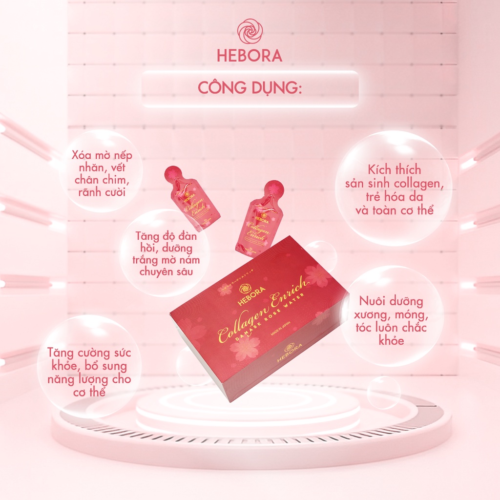 Combo Hebora Collagen Enrich và viên uống tỏa hương Hebora Premium Sakura chính hãng