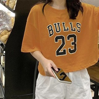 Áo Croptop nữ form rộng in số 23 chất thun dày dặn, Áo thun nữ kiểu Croptop form rộng tay lỡ siêu xinh