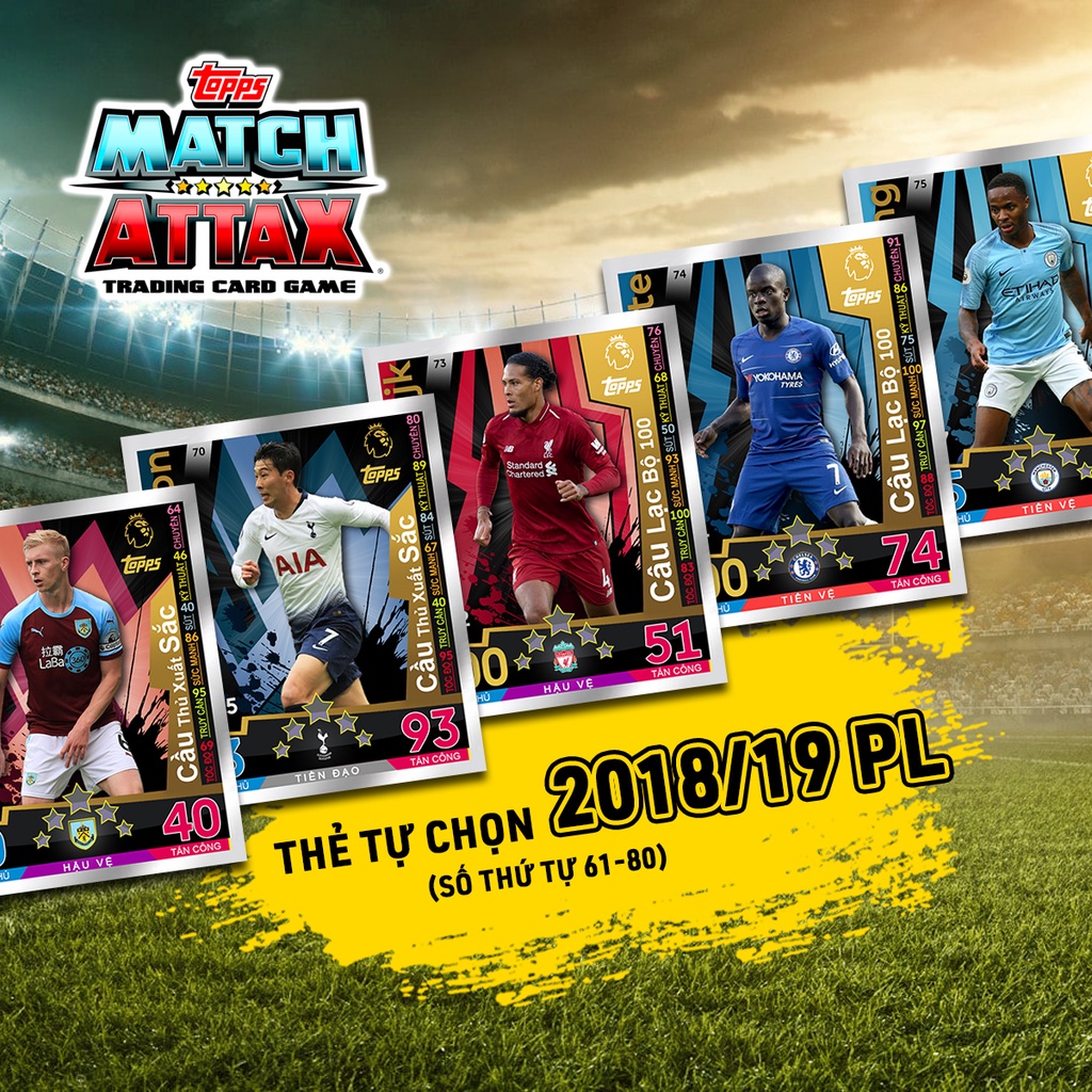 Thẻ Cầu Thủ In Match Attax 2018-19 Ngoại Hạng Anh Tự Chọn (STT 61-80)