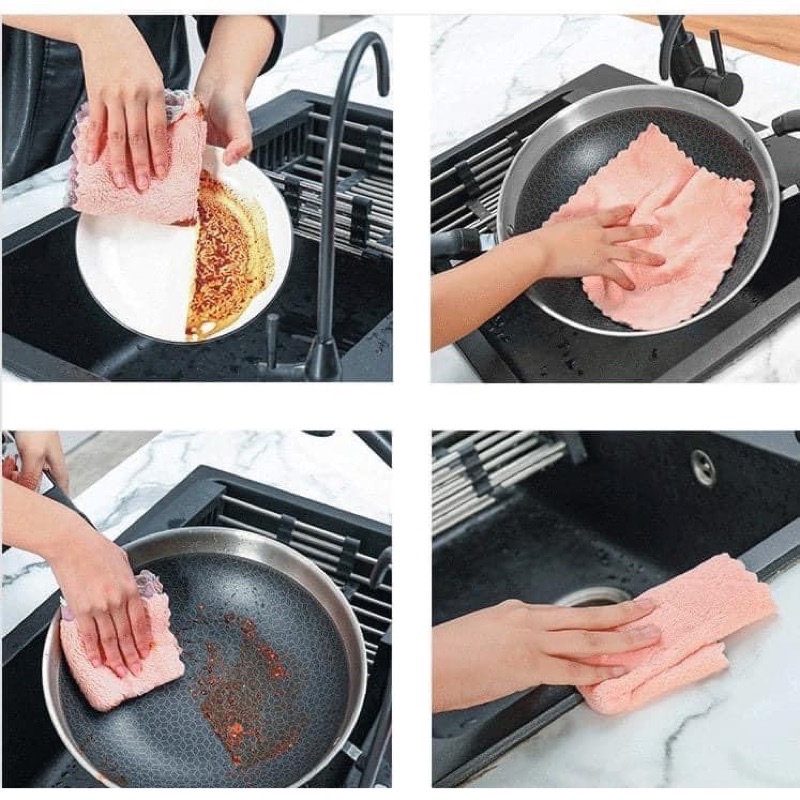 Khăn Lau Bếp, Khăn , Khăn Lau Set 10 Khăn Lau Đa Năng 2 Lớp Siêu Thấm Hút Mềm Mại  Size 19.5 x 14cm | BigBuy360 - bigbuy360.vn