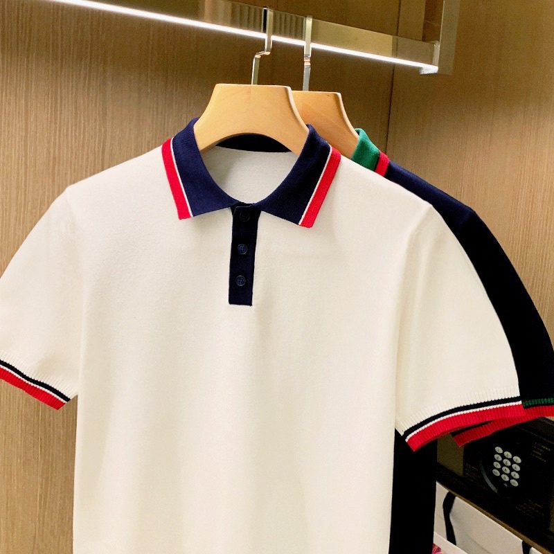 Áo cộc tay Len nam, áo ngắn tay cho nam giới phù hợp Mùa Hè / Mùa Thu dễ dàng phối đồ đơn giản Basic thời trang 2023