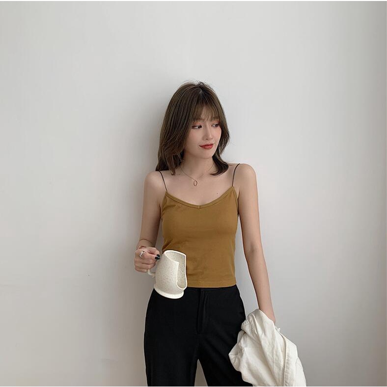 Áo hai dây ZHELIHANGFEI ôm dáng phong cách Hàn Quốc dễ phối đồ