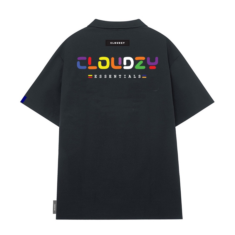 Áo phông polo nam nữ thun có cổ local brand unisex đen trắng đẹp oversize tay lỡ 100% cotton POLO RAINBOW CLOUDZY