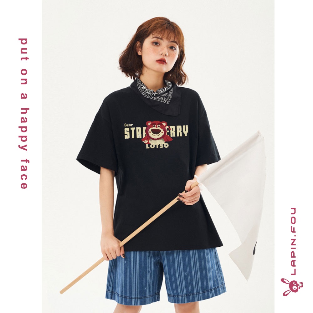 Áo Thun Unisex Nam Nữ Local Brand - Lapin.Fou Gấu Dâu Strawberry Bear 3