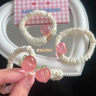 【coffeemate】⚡ Dây Buộc Tóc In Họa Tiết Quả Đào Thời Trang Cho Nữ