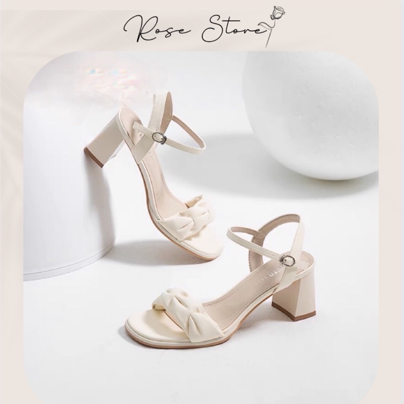 SANDAL DUSTO CHÍNH HÃNG DA MỀM QUAI TẾT NGANG GÓT TRỤ CAO 7CM