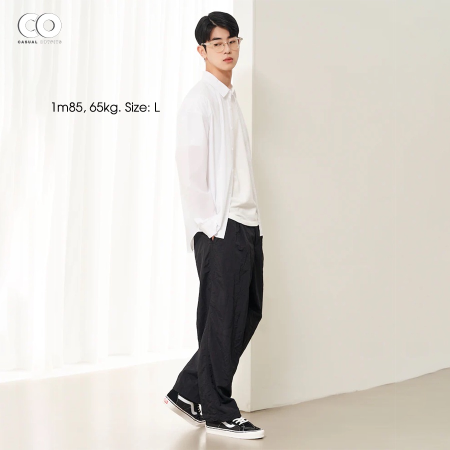 Áo sơ mi tay dài 8seconds túi may kiểu, chất nylon - 2 Màu