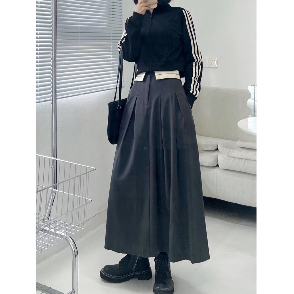 Chân váy dáng dài chữ A phối cạp viền ulzzangstyle Hari GenZ CVdaiphoicapvien812