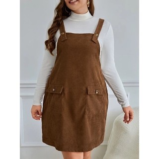 Đầm yếm nhung tăm màu nâu big size 3XL 90-105kg